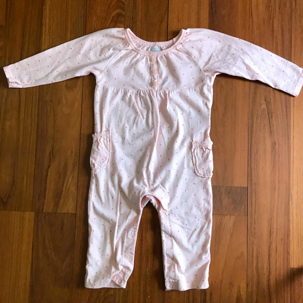 Old Navy Baby Girl's Pink Polka Dot Romper Size 12-18 Months